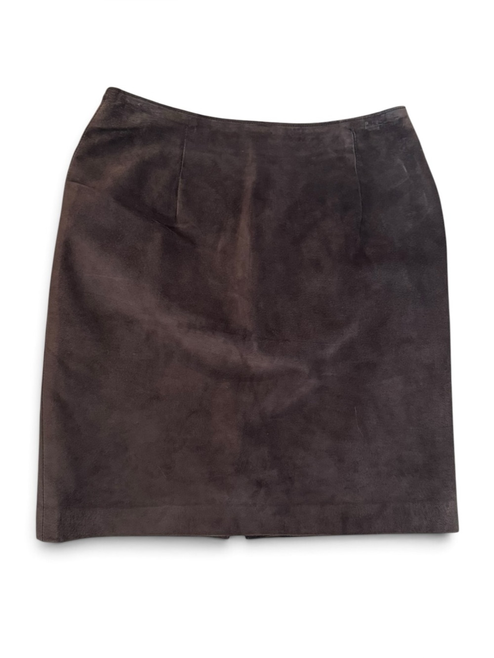 Vintage Danier Suede Leather Tulip Pencil Skirt Chocolate Brown Size 6